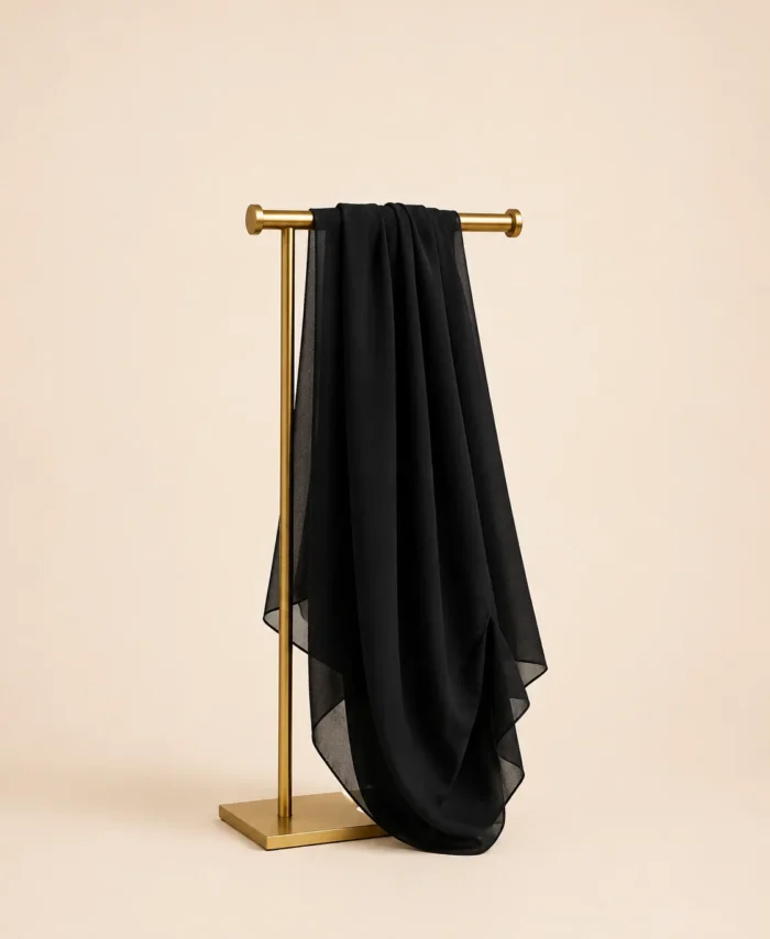 Black Plain Georgette Stole