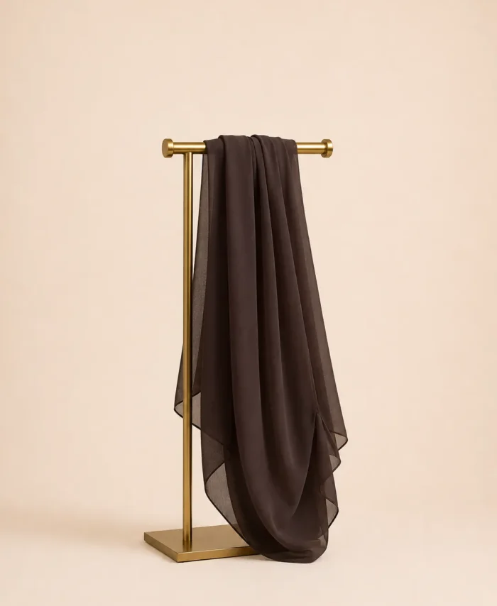 Dark Brown Plain Georgette Stole
